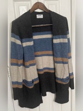 Old Navy Striped Open Cardigan in Blue, Cream & Brown